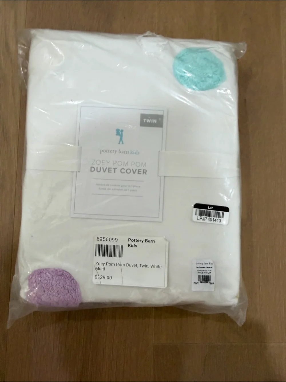 Pottery Barn Kids Zoey Pom Pom Duvet Cover NWT twin